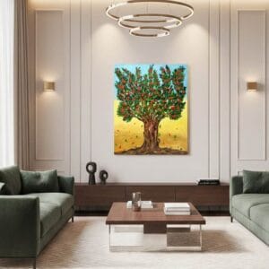 Tree painting called Andalucia (on the wall) by Keren de Vreede