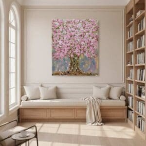 Tree painting called Sakurina (on the wall) by Keren de Vreede