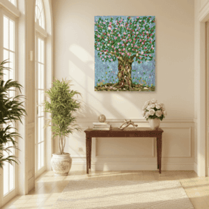 Tree painting called Tree of dreams (on the wall) by Keren de Vreede