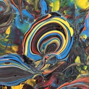 Abstract painting called Black pearl (zoomed in) by Keren de Vreede