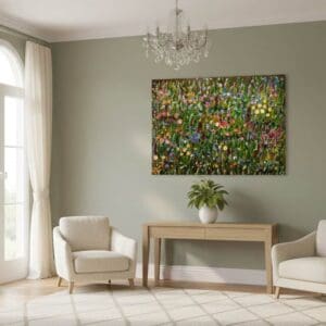 Fields painting called Carola (on the wall) by Keren de Vreede