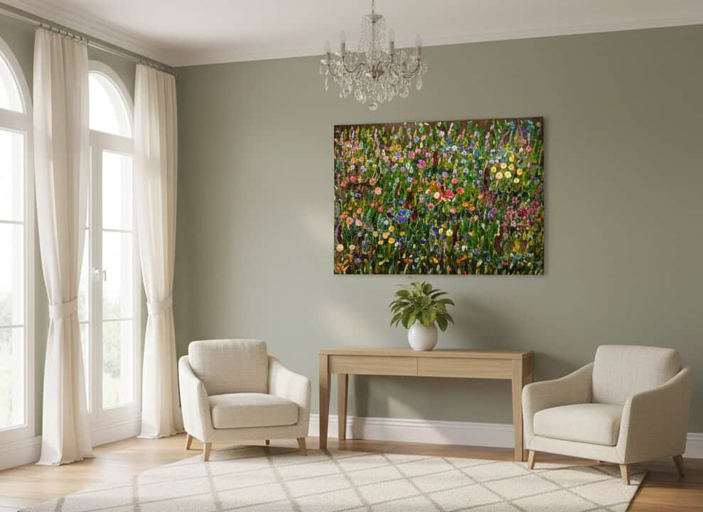 Fields painting called Carola (on the wall) by Keren de Vreede