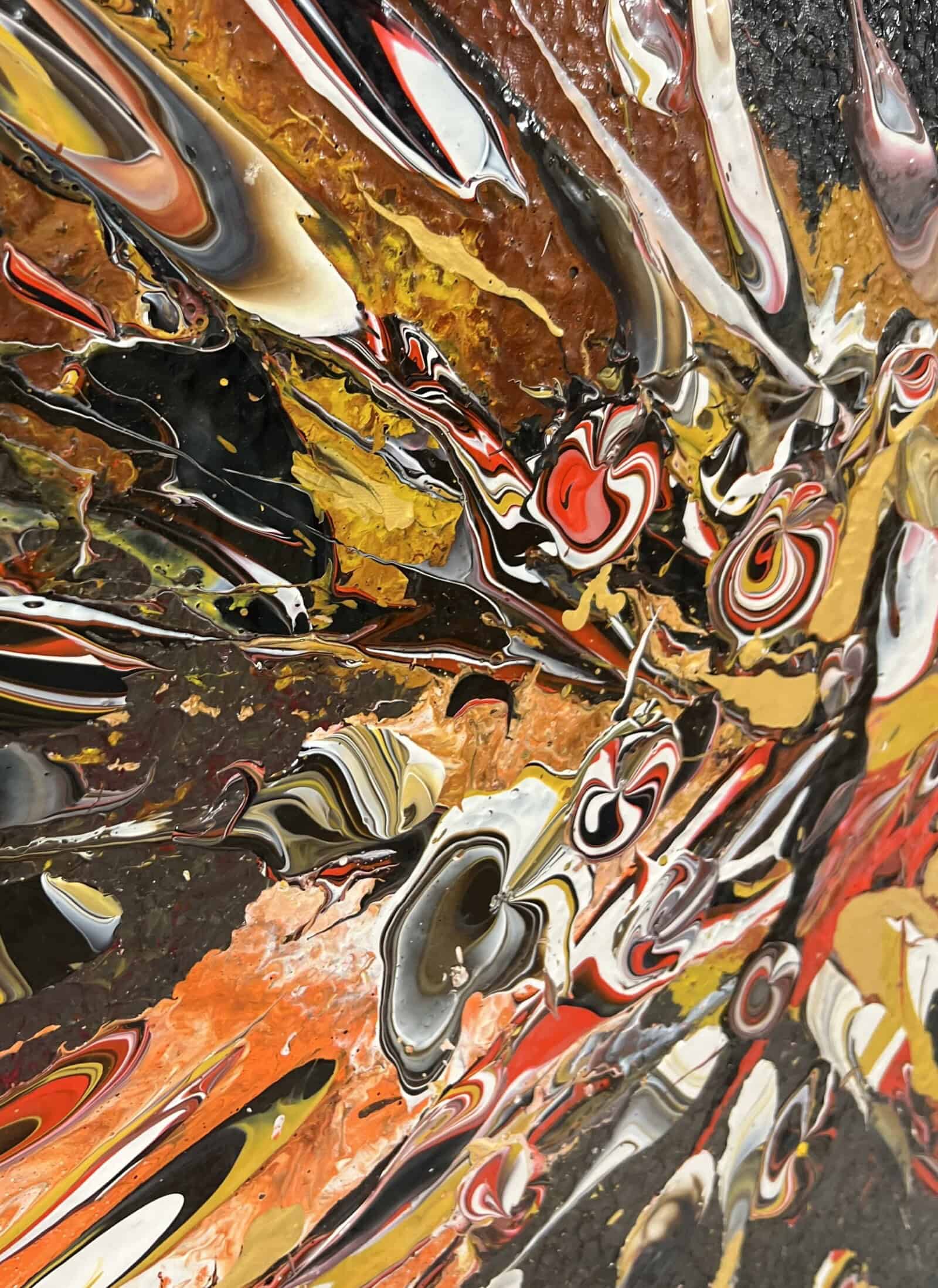 Abstract painting called Crossoads (zoomed in) by Keren de Vreede