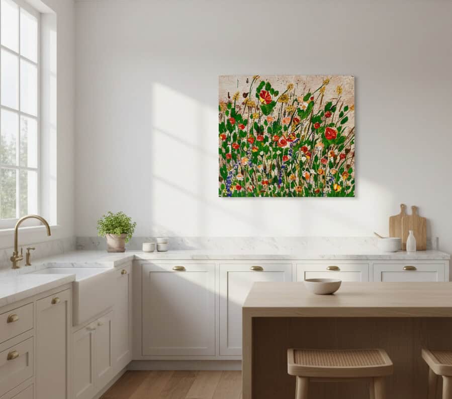 Fields painting called Dorine (on the wall) by Keren de Vreede