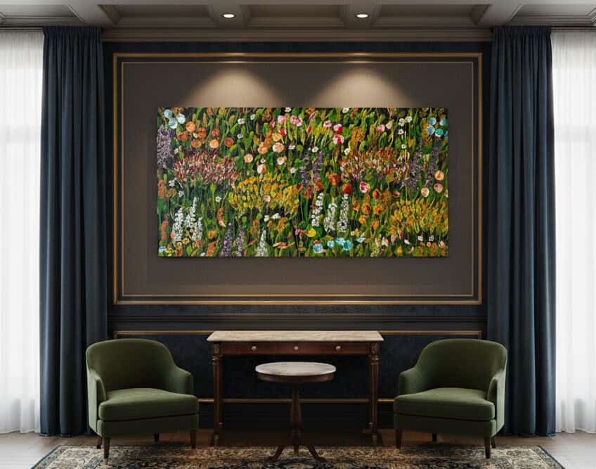 Fields painting called Estie (on the wall) by Keren de Vreede