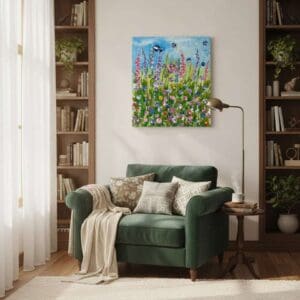 Fields painting called Florea (on the wall) by Keren de Vreede