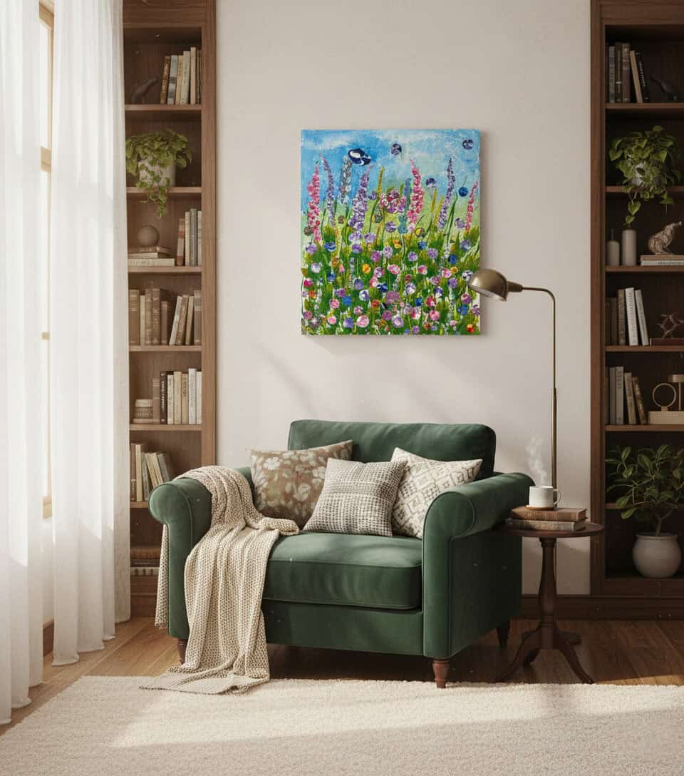 Fields painting called Florea (on the wall) by Keren de Vreede