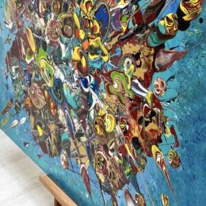 Abstract painting called Glory island seen from the side angle by Keren de Vreede