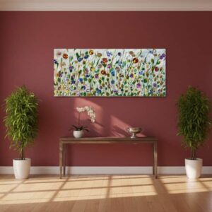 Fields painting called Lente (on the wall) by Keren de Vreede