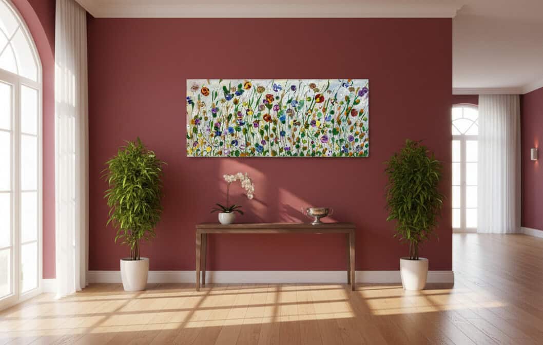 Fields painting called Lente (on the wall) by Keren de Vreede