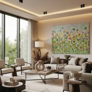 Fields painting called Lily dreams (on the wall) by Keren de Vreede