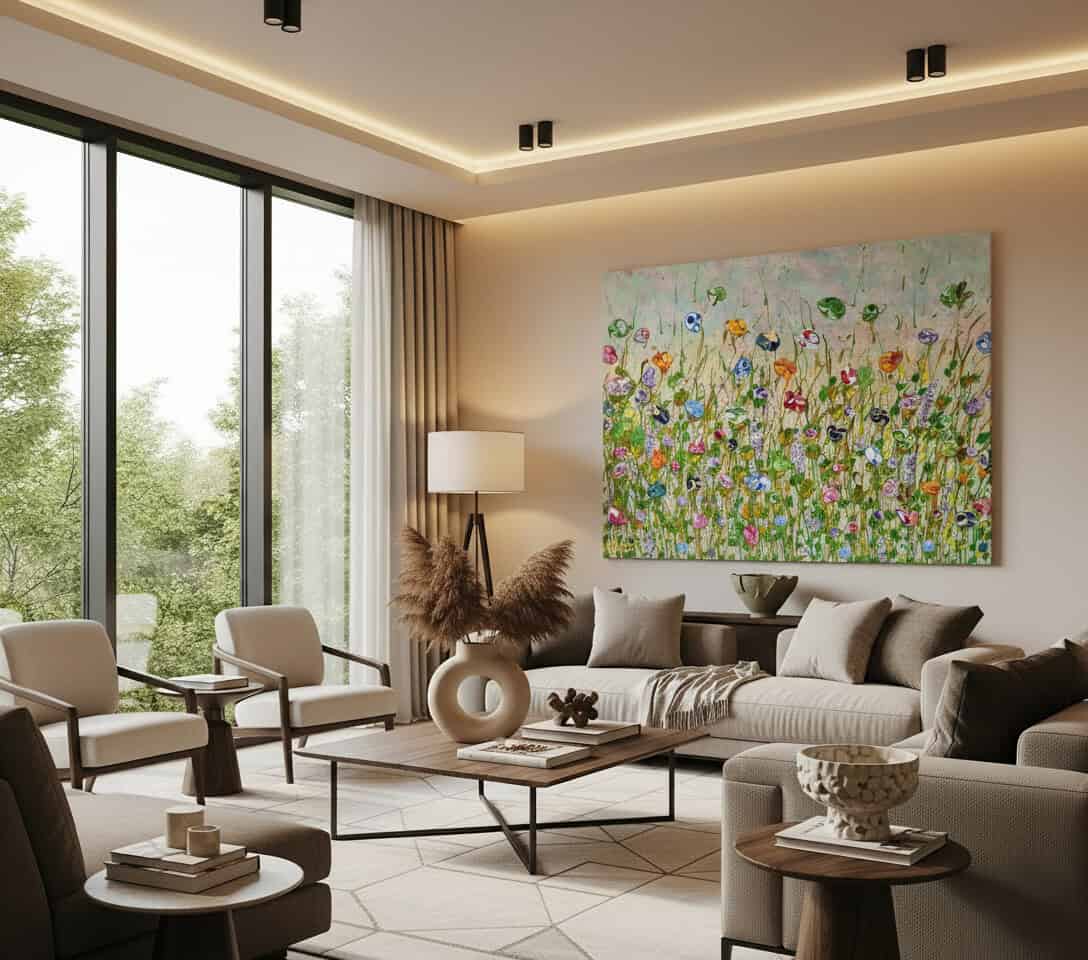 Fields painting called Lily dreams (on the wall) by Keren de Vreede