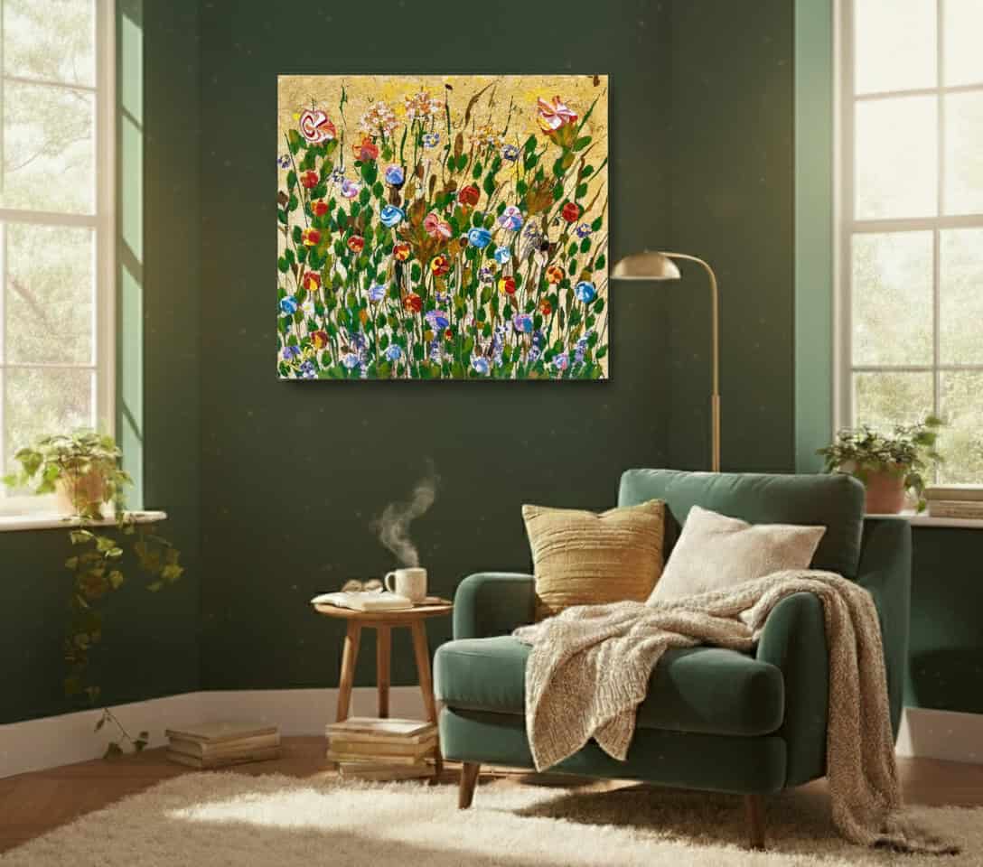 Fields painting called Lorraine (on the wall) by Keren de Vreede