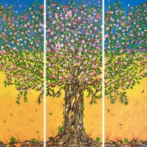 Panel tree painting called Magnolia by Keren de Vreede
