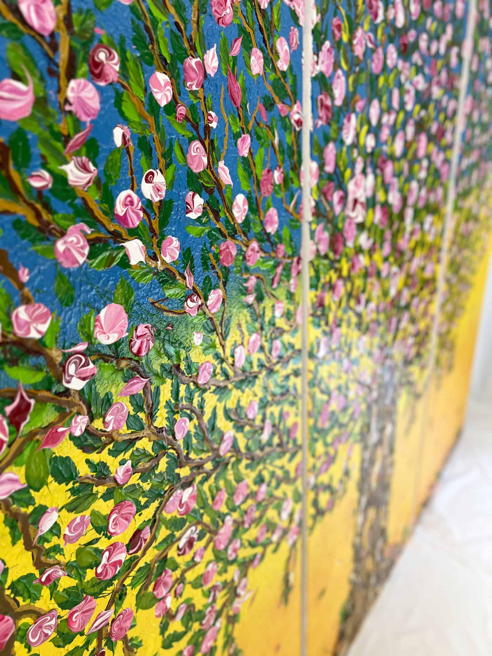 Panel tree painting called Magnolia (from the side) by Keren de Vreede