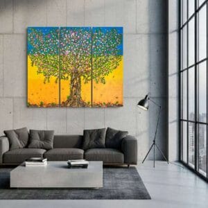 Tree painting called Magnolia (on the wall) by Keren de Vreede