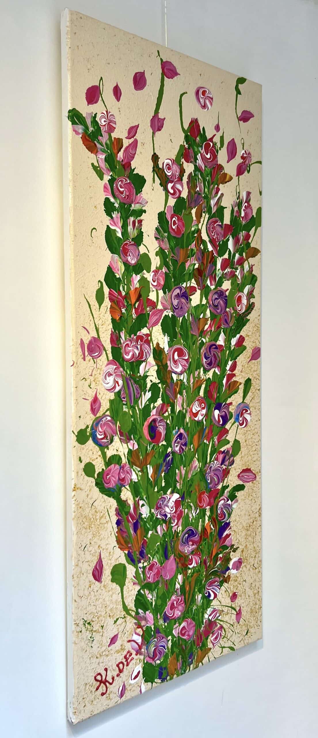 Flower painting called Odette seen from the side angle by Keren de Vreede