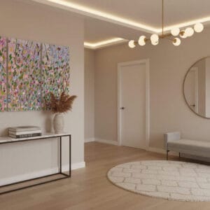 Field panel painting called Sanne (on the wall) by Keren de Vreede