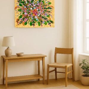 Flower painting called Simone (on the wall) by Keren de Vreede