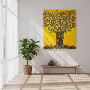 Tree painting called Summer time (on the wall) by Keren de Vreede