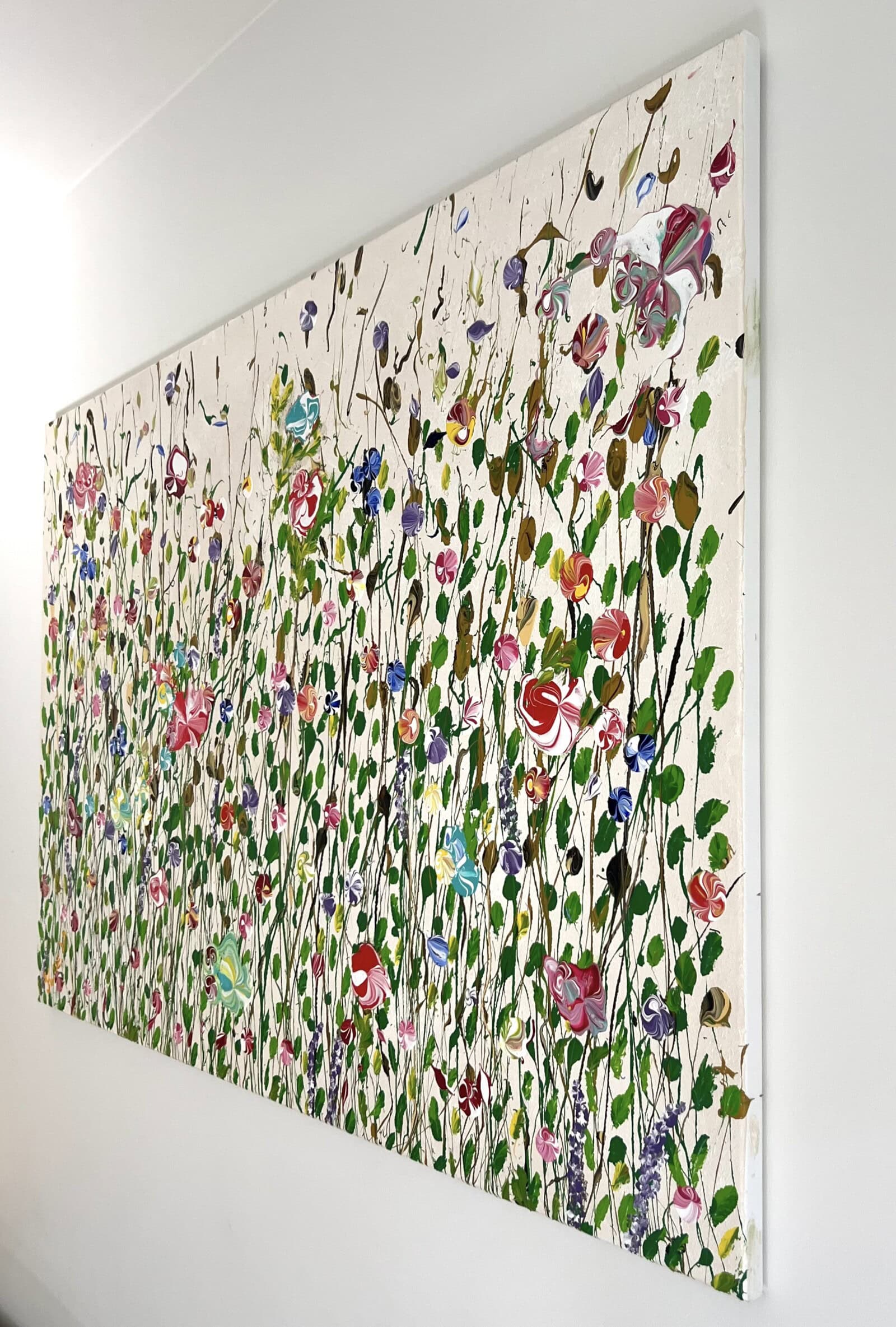 Fields painting called Wildflower symphony seen from the side angle by Keren de Vreede