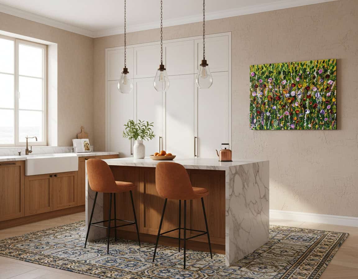 Fields painting called Yamina (on the wall) by Keren de Vreede