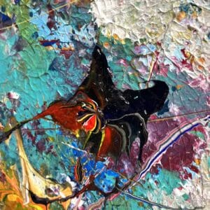 Abstract painting called The runner (zoomed in) by Keren de Vreede