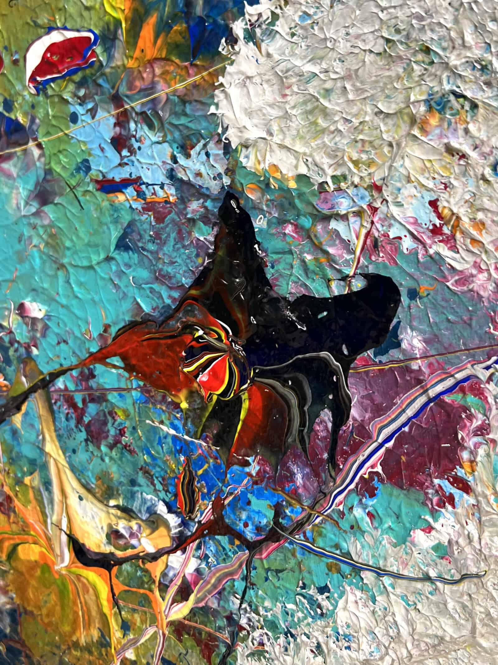 Abstract painting called The runner (zoomed in) by Keren de Vreede